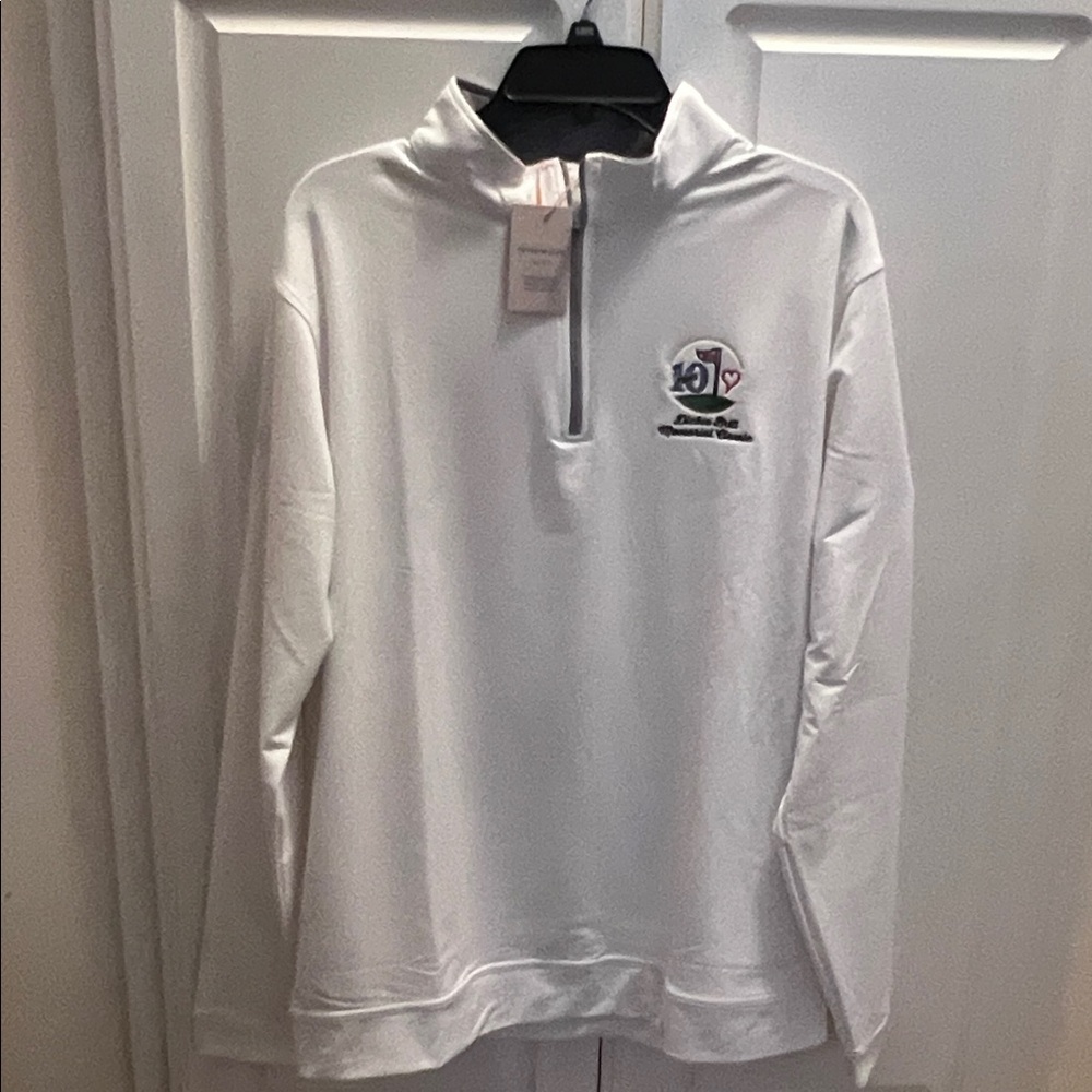 Peter Millar Performance Quarter Zip Pullover embroidered logo Dickie Britt Mem